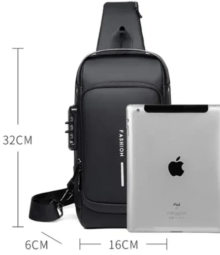 Black | Multifunction Anti-Theft USB Charging Crossbody Shoulder Bag | Stylish, Secure, and Ready for Adventures